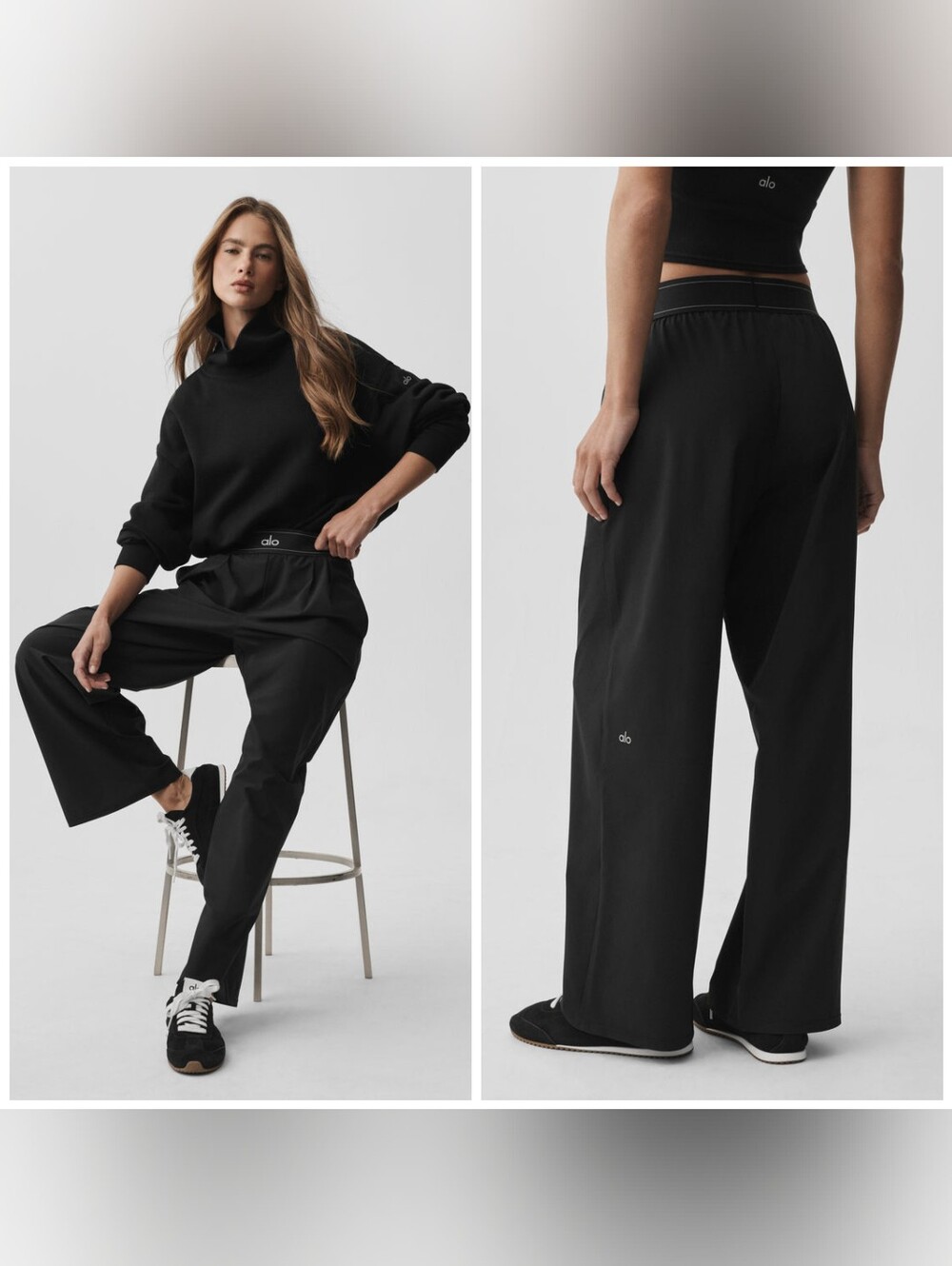 Alo Yoga Suit Up Trouser (Short) Size Small, Black, Wide Leg, Stretchy Waistband